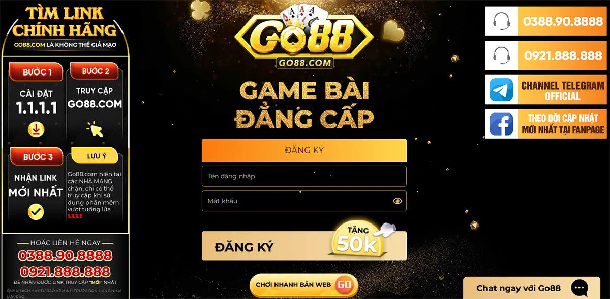 Giao diện game bài đổi thưởng Go88